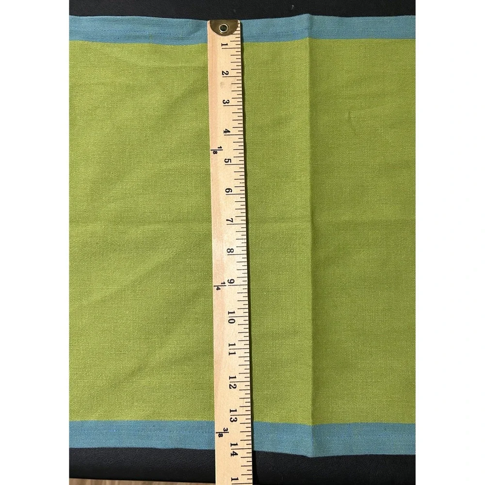 Pier 1 Imports Placemats Set/6 Lime Green Blue Border Cotton Color-Block Summer